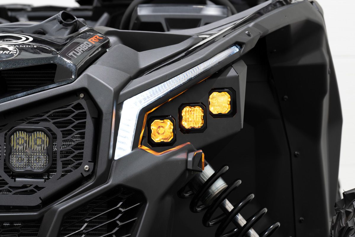 Can-Am Maverick X3 C1 Headlamp Kit, Pro White ABL (pair) — installed application