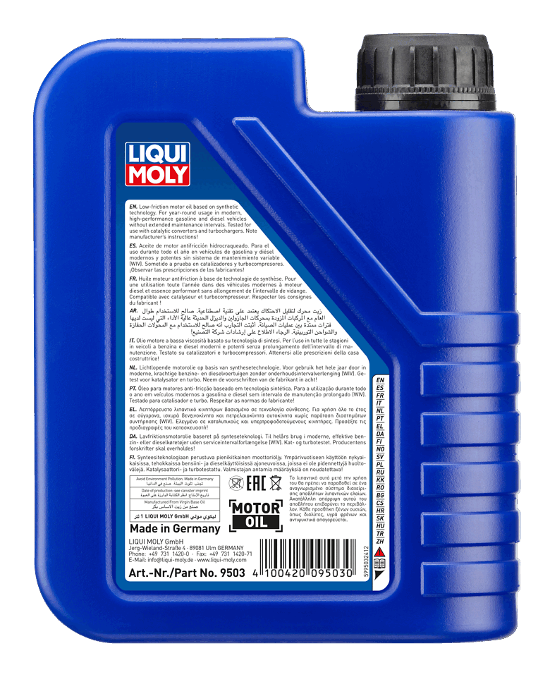 LIQUI MOLY Super Leichtlauf 10W-40 1L — rear label