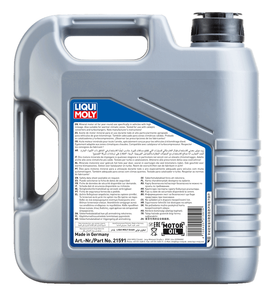 LIQUI MOLY 20W 50 Touring High Tech 4Ltr-21591 — rear label