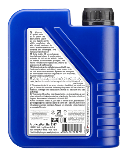 Leichtlauf High Tech 5W-40 1 ltr — rear label