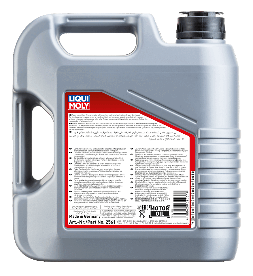 LIQUI MOLY Touring High Tech Special 10W-40 - 4L — rear label