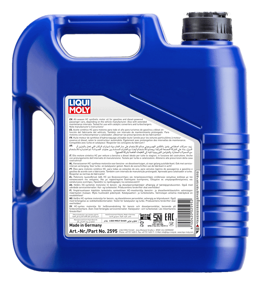 Leichtlauf High Tech 5W-40 4ltr — rear label