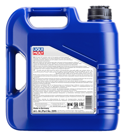 Leichtlauf High Tech 5W-40 4ltr — rear label