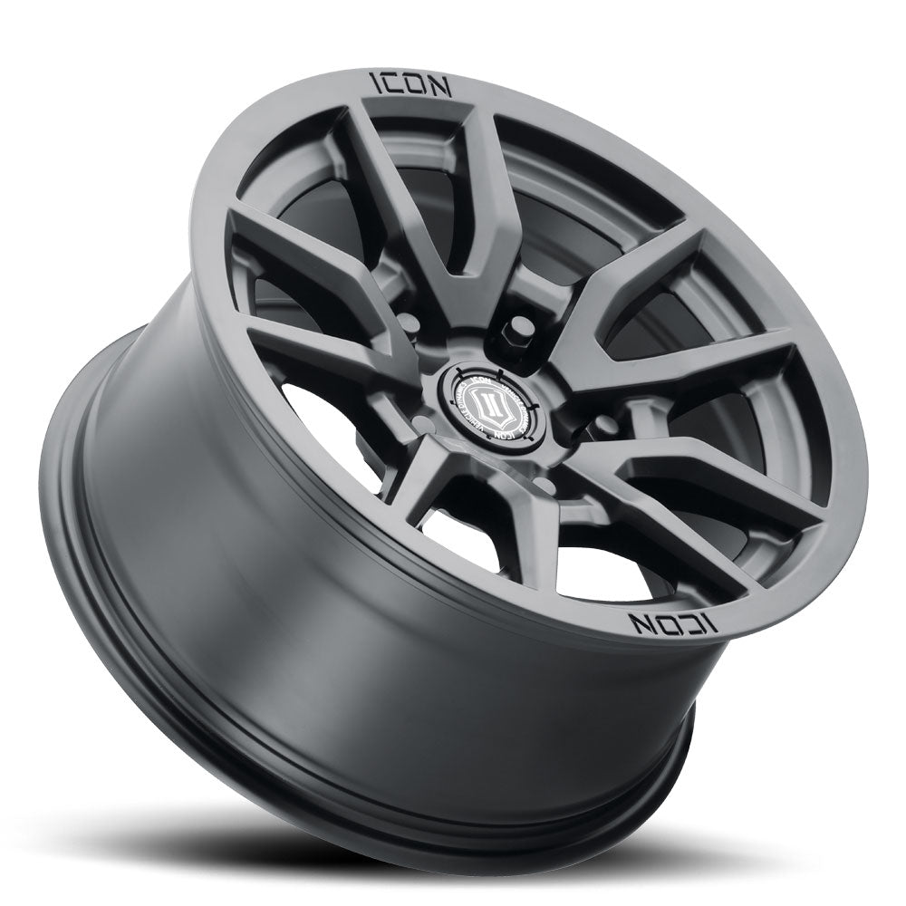 ICON Alloys Vector 5, Satin Black, 17 x 8.5 / 5 x 150, 25mm Offset, 5.75" BS — official view 3