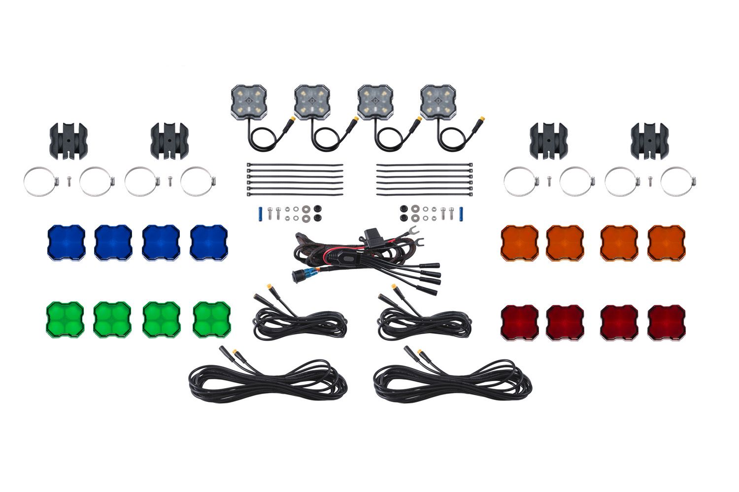 Stage Series SXS Rock Light Installed Kit, White Diffused M8 (4-pack)