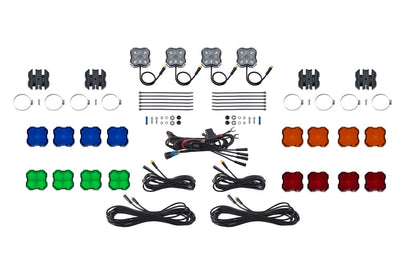 Stage Series SXS Rock Light Installed Kit, White Diffused M8 (4-pack)