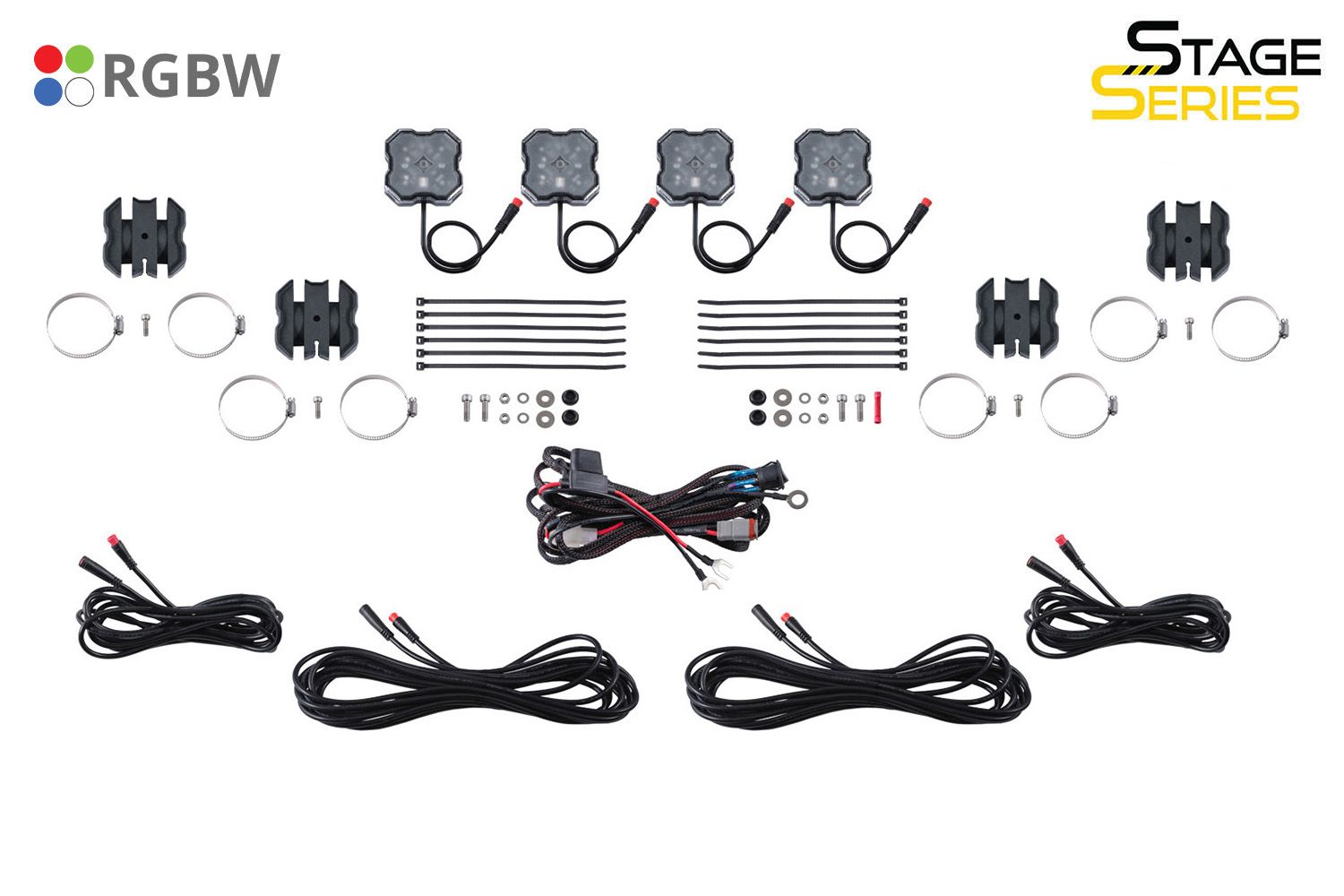 Diode Dynamics Rock Light SXS Installer Kit, RGBW (4-pack) w/Controller
