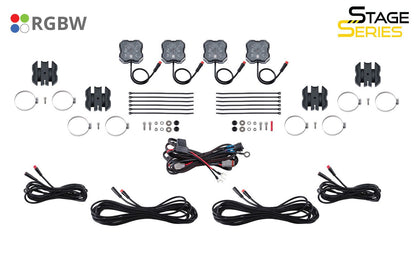 Diode Dynamics Rock Light SXS Installer Kit, RGBW (4-pack) w/Controller