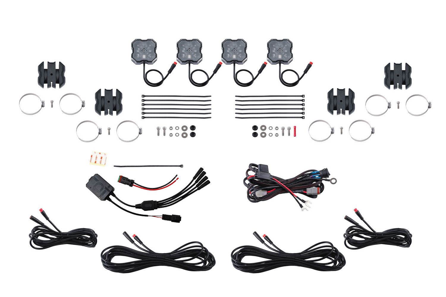 Stage Series SXS Rock Light Installer Kit, RGBW M8 w/Controller (4-pack)