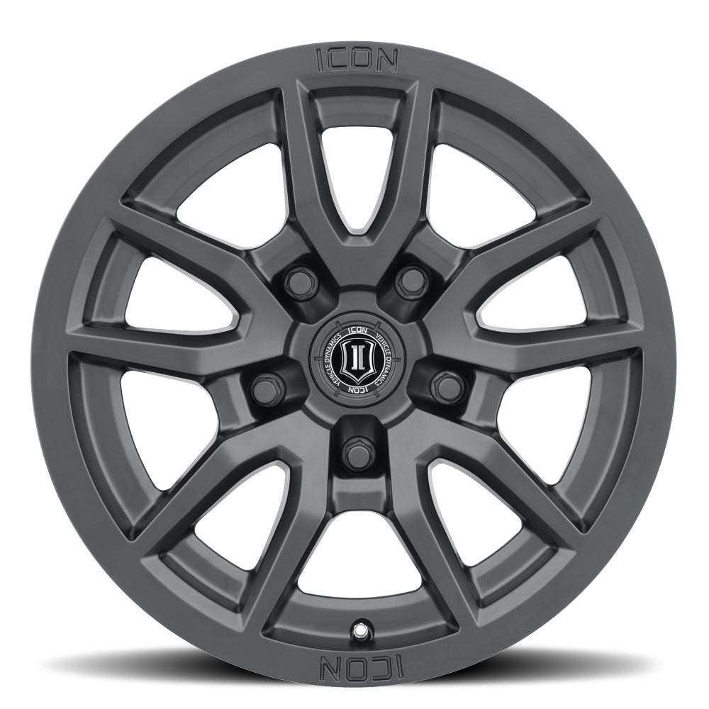 ICON Alloys Vector 5, Satin Black, 17 x 8.5 / 5 x 150, 25mm Offset, 5.75" BS — official view 2