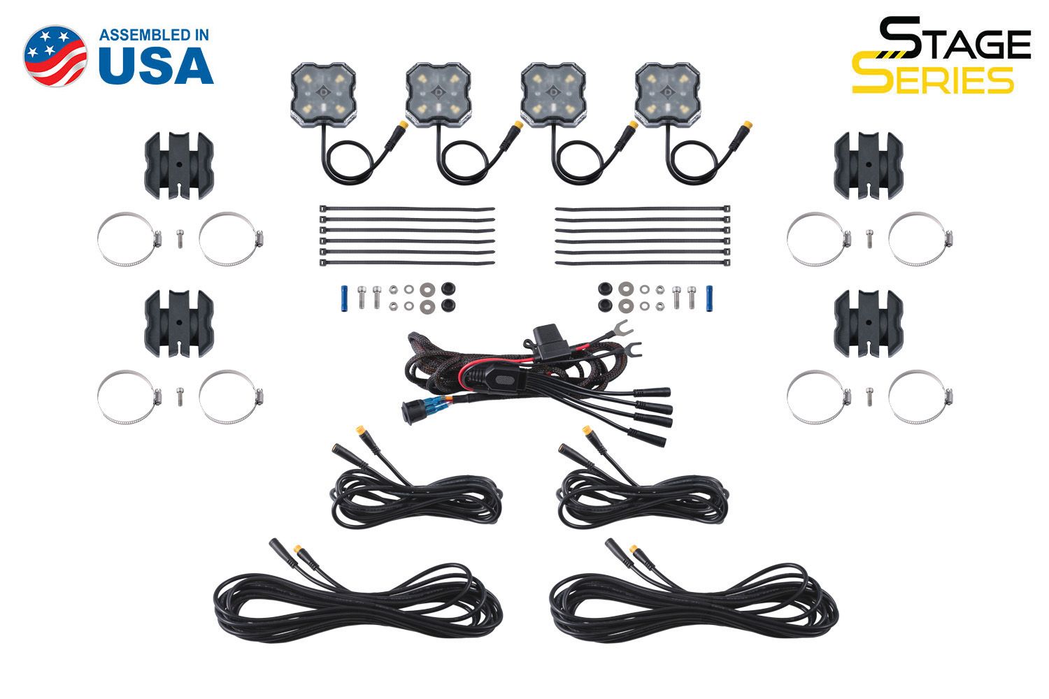 Diode Dynamics SXS Rock Light Installer Kit Single Color 4 Pack