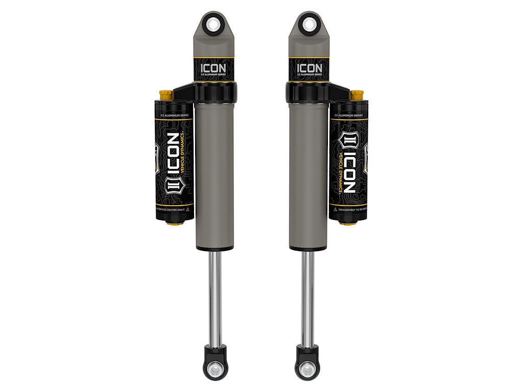 ICON 2001-2026 GM 2500/3500 HD, 0-1" Lift/2007-2018 GM 1500, 4" Lift, Rear, V.S. 2.5 Aluminum Series Shock Absorbers, Piggyba