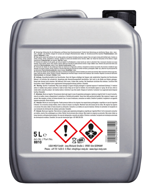 Coolant Ready Mix RAF 12+ 5ltr — rear label