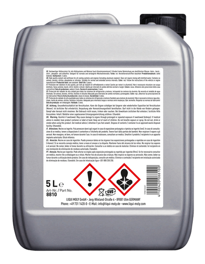 Coolant Ready Mix RAF 12+ 5ltr — rear label