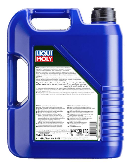 LIQUI MOLY Synthoil Race Tech GT1 10W-60 5L — rear label
