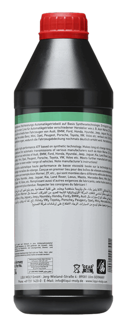 Top Tec ATF 1800 1LTR — rear label