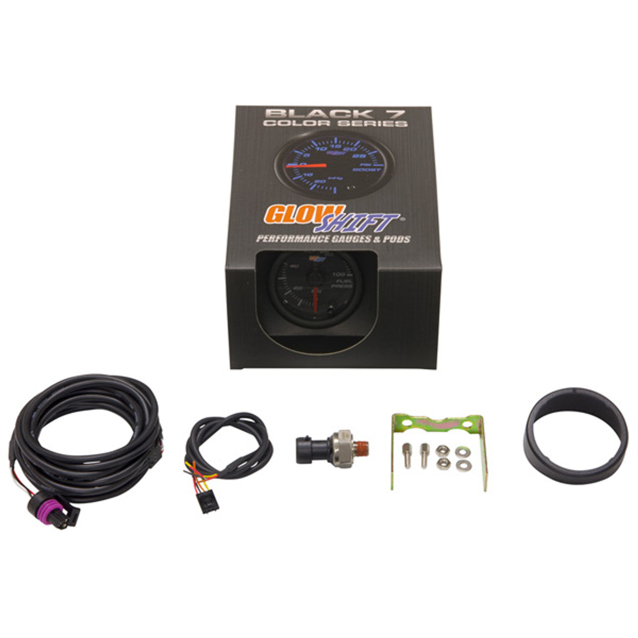 GLOWSHIFT Black 7 Color 100 PSI Fuel Pressure Gauge-GS-C711