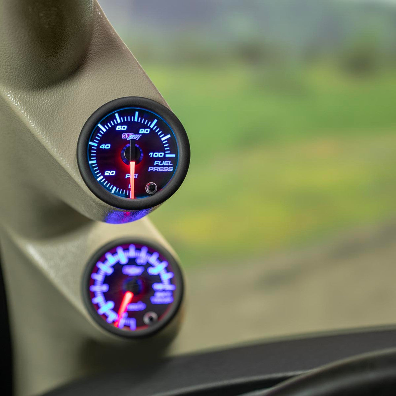 GLOWSHIFT Black 7 Color 100 PSI Fuel Pressure Gauge-GS-C711