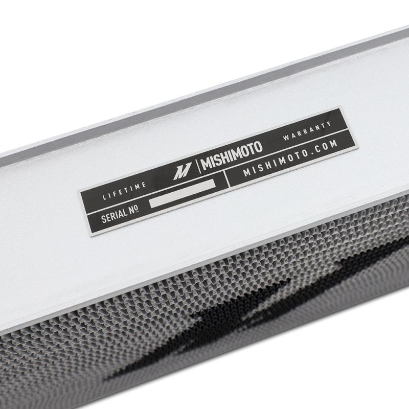 Mishimoto MMRAD-HE-01 heat exchanger — manufacturer label detail
