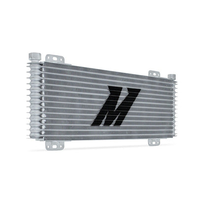Mishimoto MMTC-SP-13SL silver transmission cooler — angled view