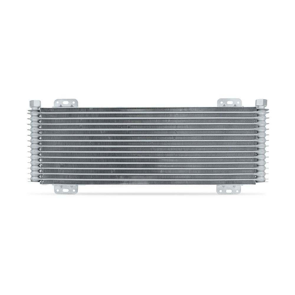 Mishimoto MMTC-SP-13SL silver transmission cooler — rear view